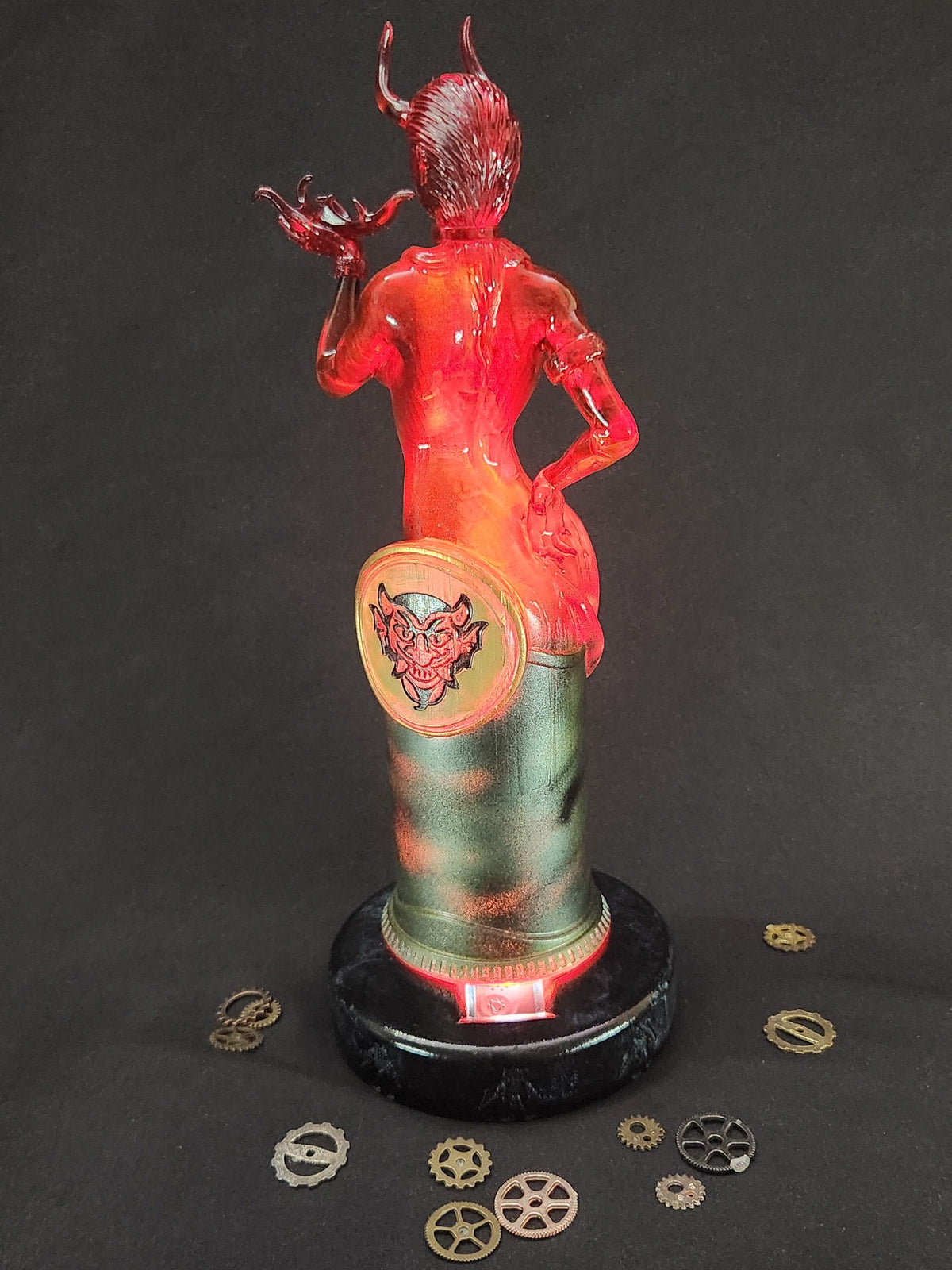 Devil’s Kiss Vigor Bottle – Hand Painted Fantasy Gaming Decor, Steampunk Alchemy Prop, Large Collectible