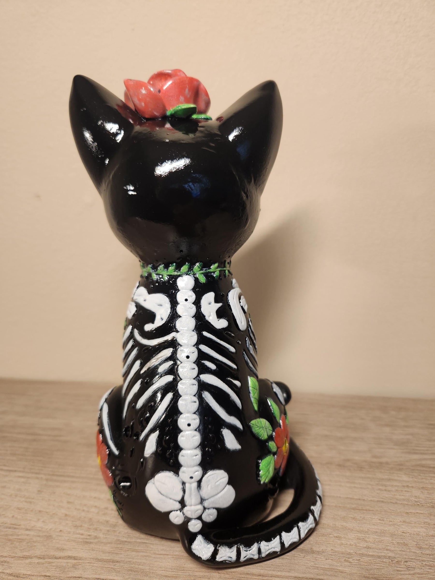 Sugar Skull Cat -  Day of the Dead Resin Figure