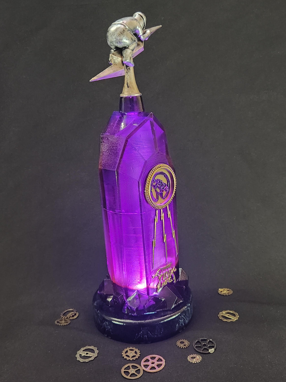 Shock Jockey Vigor Bottle – Hand Painted Fantasy Gaming Decor, Steampunk Alchemy Prop, Large  Collectible