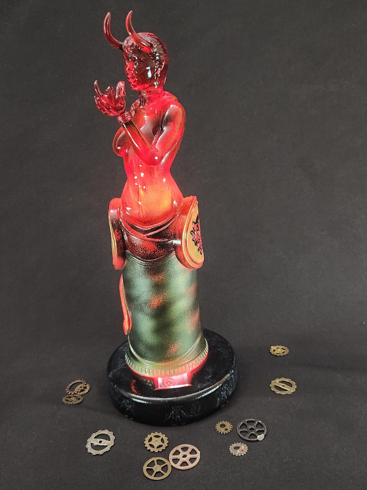 Devil’s Kiss Vigor Bottle – Hand Painted Fantasy Gaming Decor, Steampunk Alchemy Prop, Large Collectible