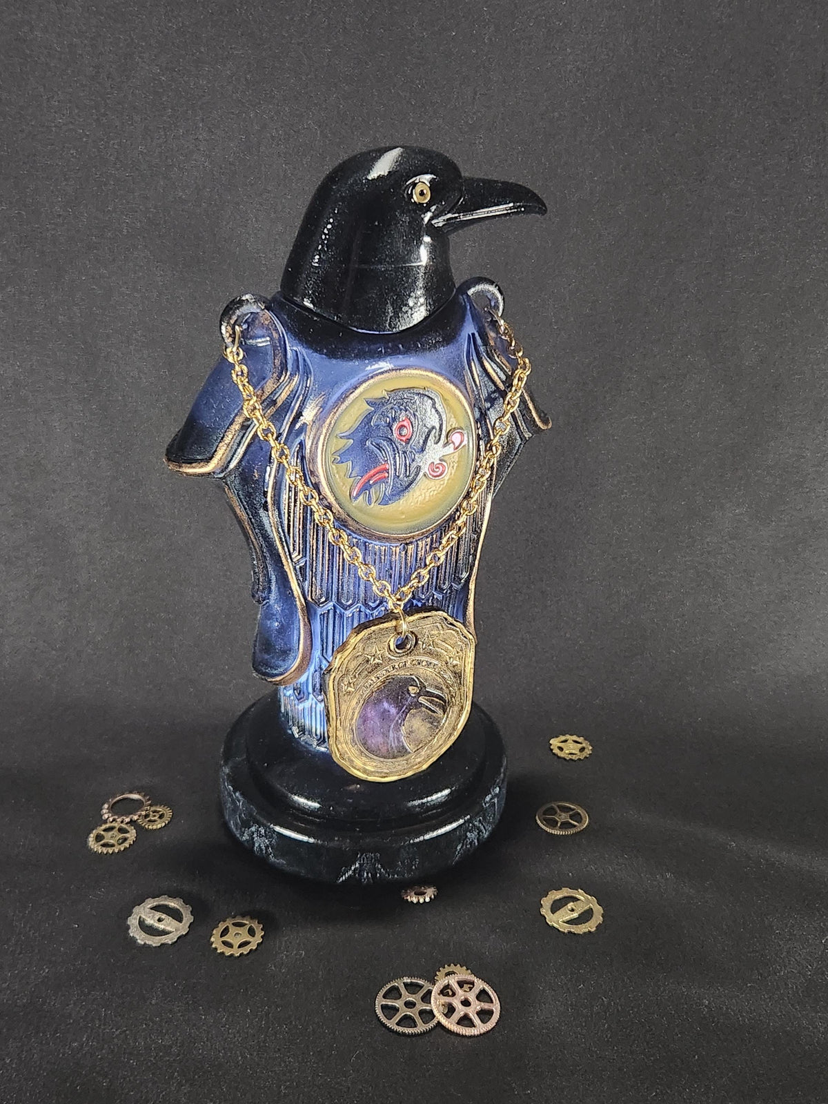 Murder of Crows Vigor Bottle – Fantasy Gaming Decor, Steampunk Alchemy Prop, RPG Shelf Collectible