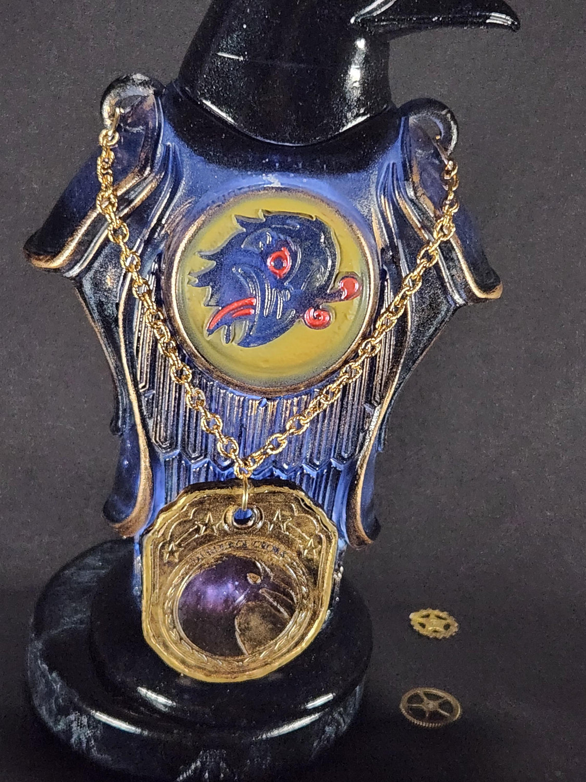 Murder of Crows Vigor Bottle – Fantasy Gaming Decor, Steampunk Alchemy Prop, RPG Shelf Collectible