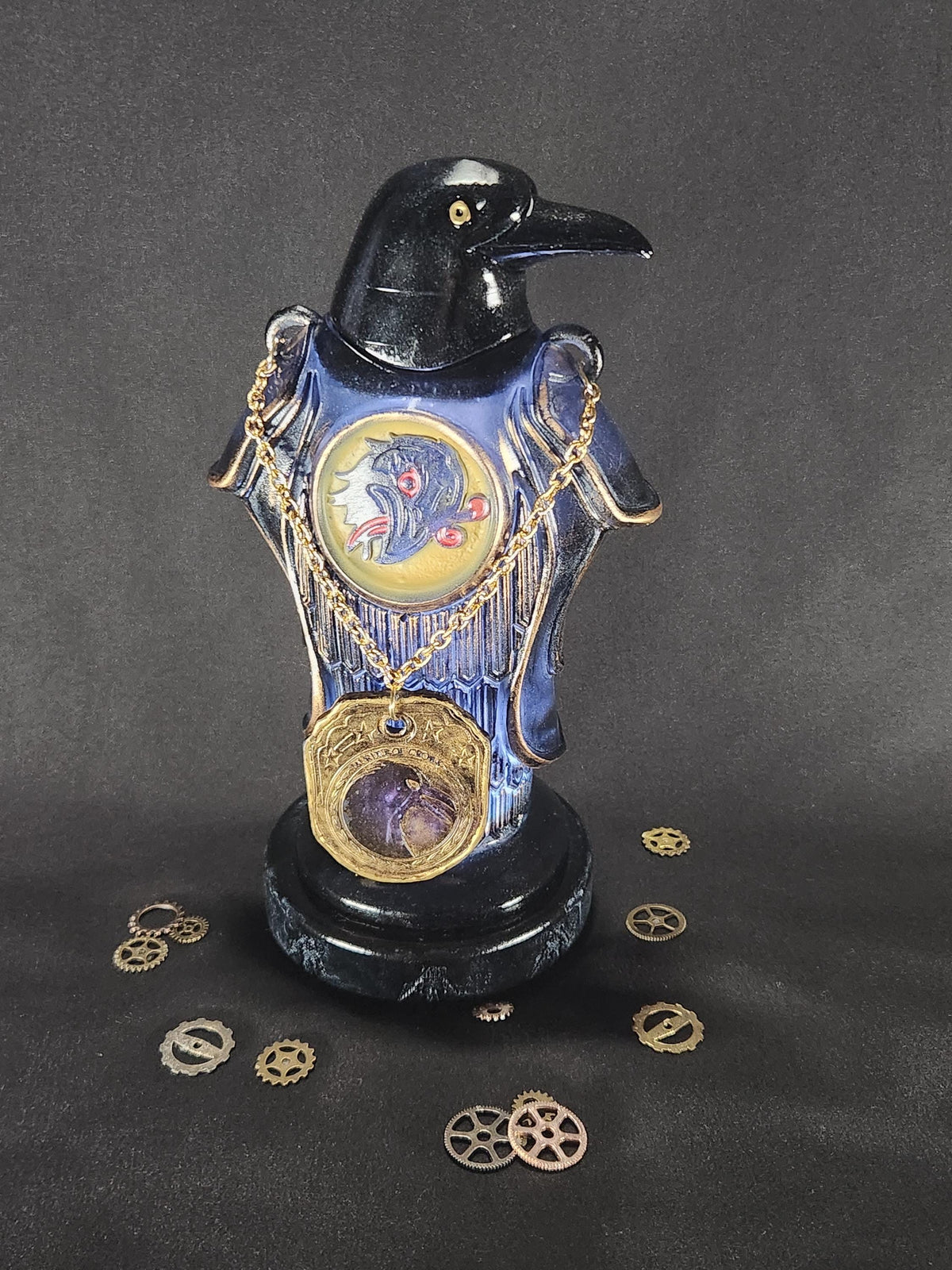 Murder of Crows Vigor Bottle – Fantasy Gaming Decor, Steampunk Alchemy Prop, RPG Shelf Collectible