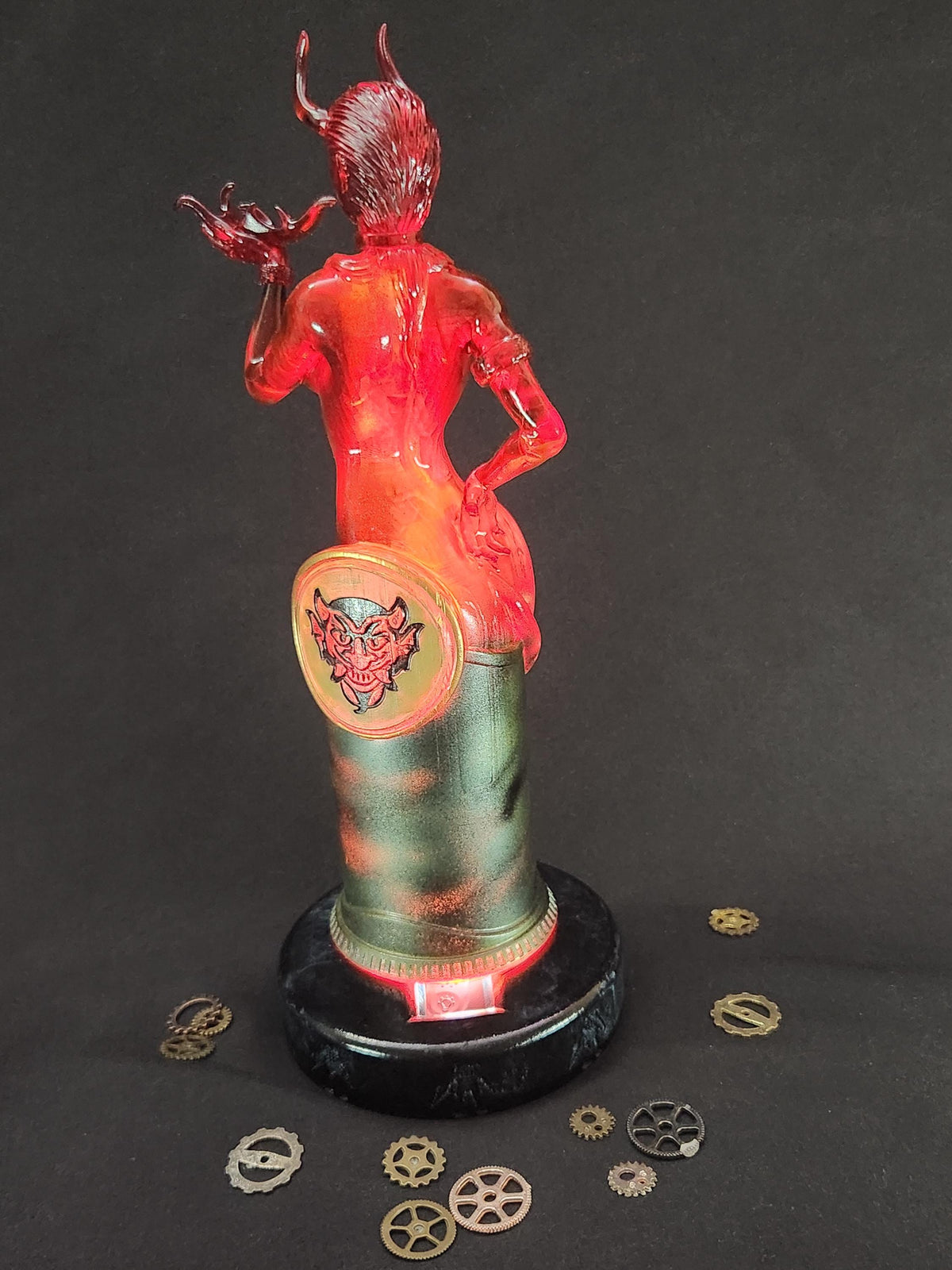 Devil’s Kiss Vigor Bottle – Hand Painted Fantasy Gaming Decor, Steampunk Alchemy Prop, Large Collectible