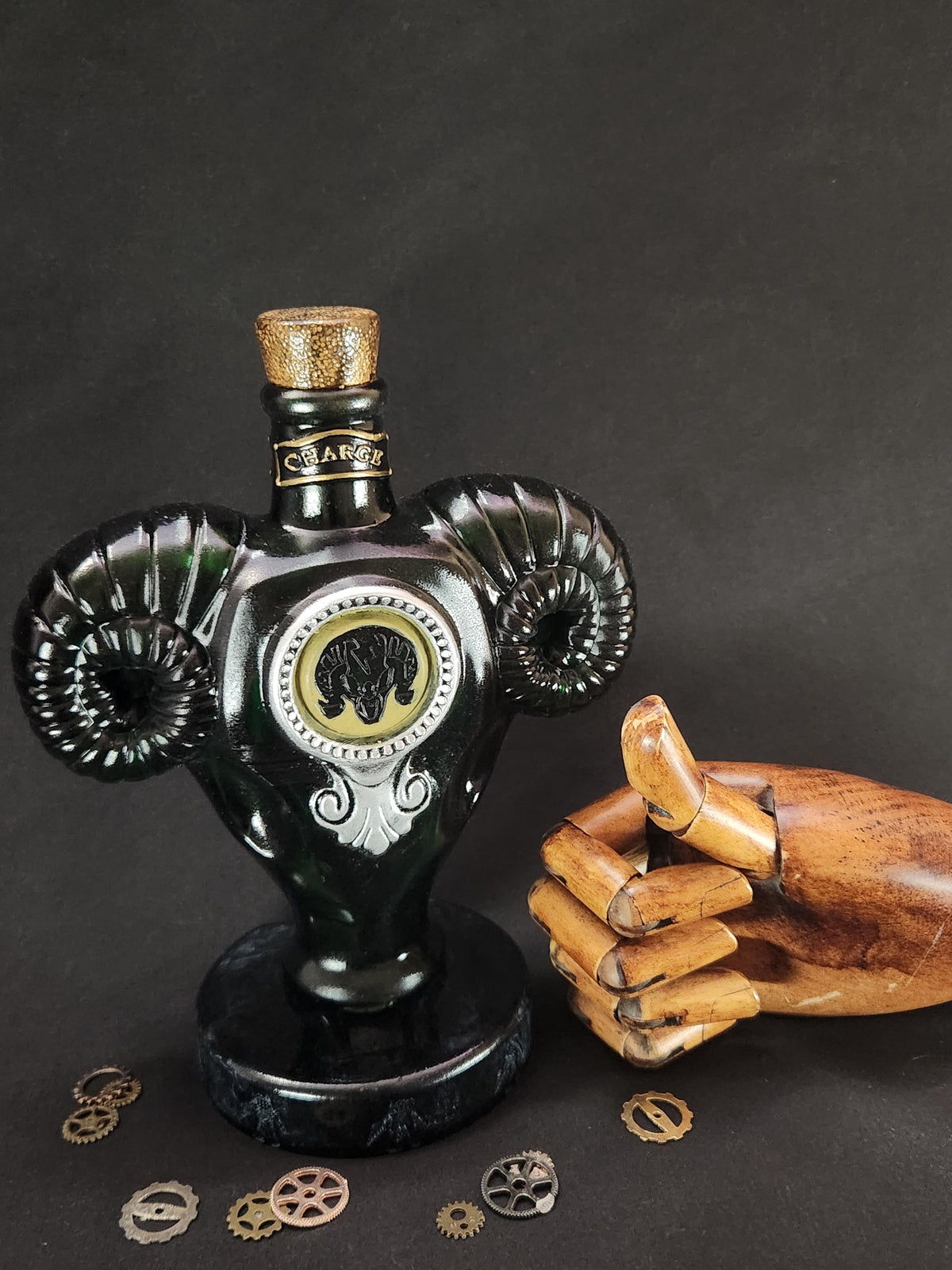 Charge Vigor Bottle – Hand Painted Fantasy Gaming Decor, Steampunk Prop, Large Desktop Collectible