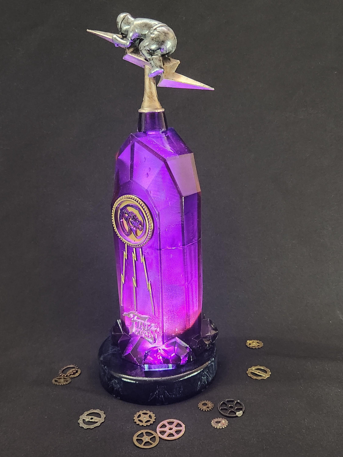 Shock Jockey Vigor Bottle – Hand Painted Fantasy Gaming Decor, Steampunk Alchemy Prop, Large  Collectible