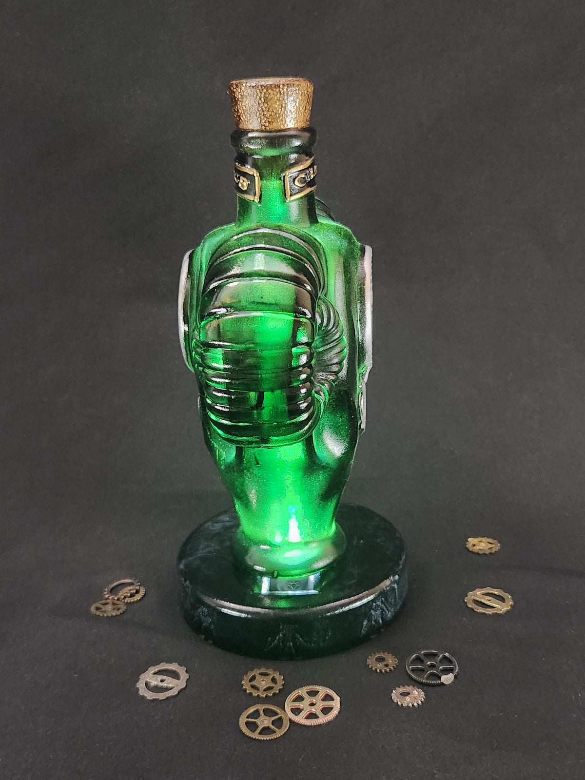 Charge Vigor Bottle – Hand Painted Fantasy Gaming Decor, Steampunk Prop, Large Desktop Collectible