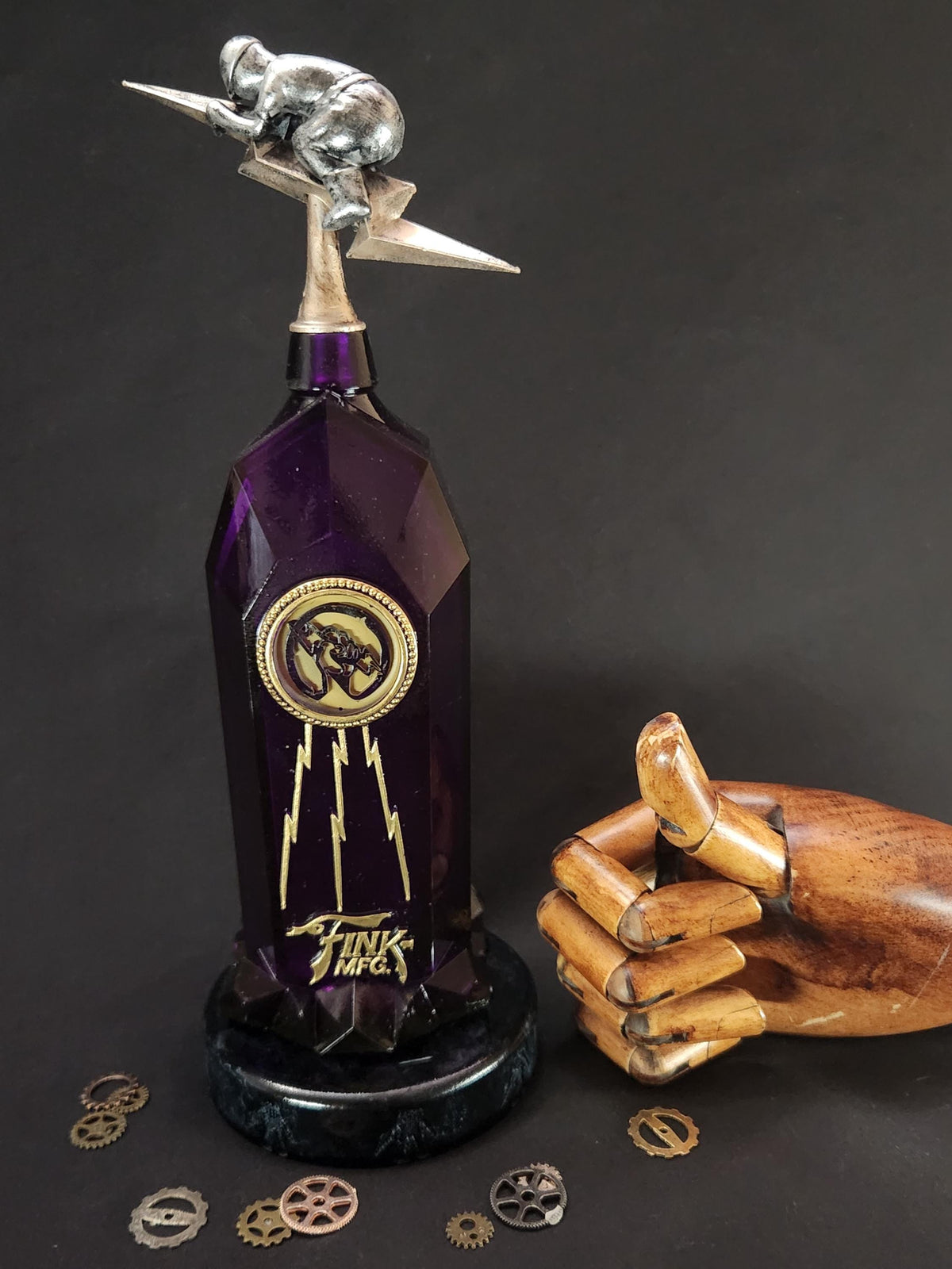 Shock Jockey Vigor Bottle – Hand Painted Fantasy Gaming Decor, Steampunk Alchemy Prop, Large  Collectible