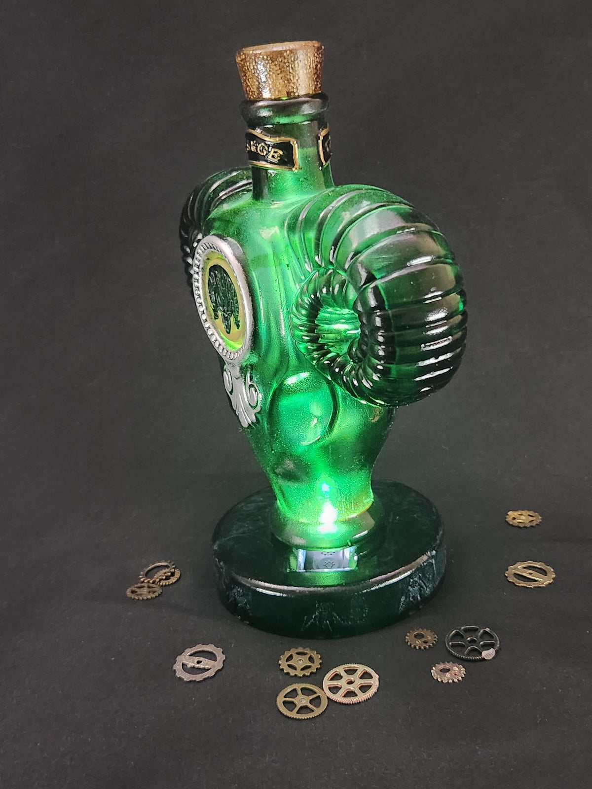 Charge Vigor Bottle – Hand Painted Fantasy Gaming Decor, Steampunk Prop, Large Desktop Collectible