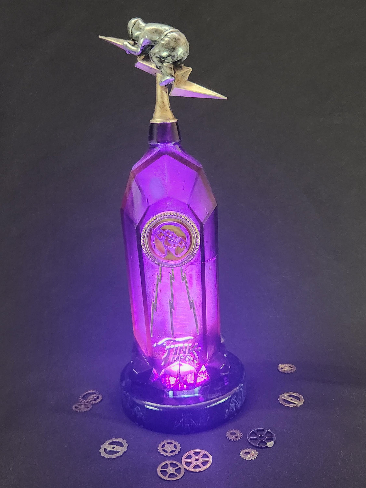 Shock Jockey Vigor Bottle – Hand Painted Fantasy Gaming Decor, Steampunk Alchemy Prop, Large  Collectible