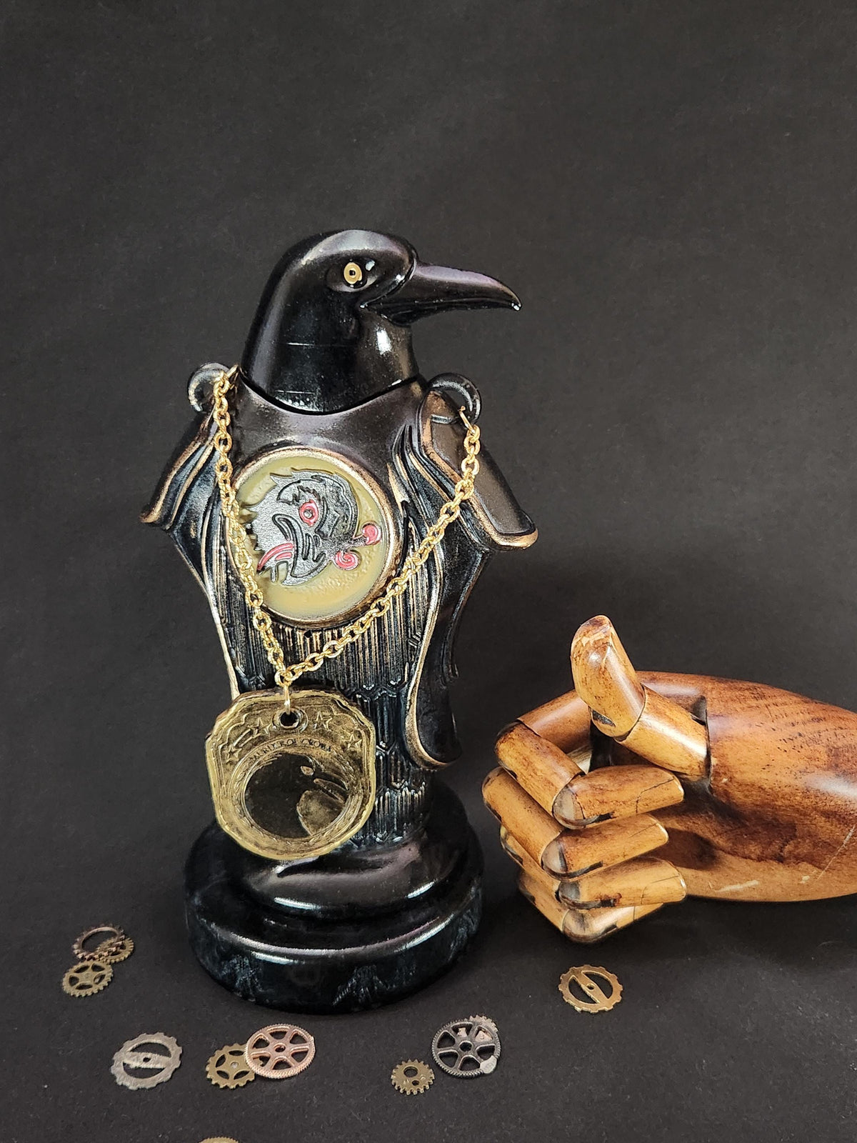 Murder of Crows Vigor Bottle – Fantasy Gaming Decor, Steampunk Alchemy Prop, RPG Shelf Collectible