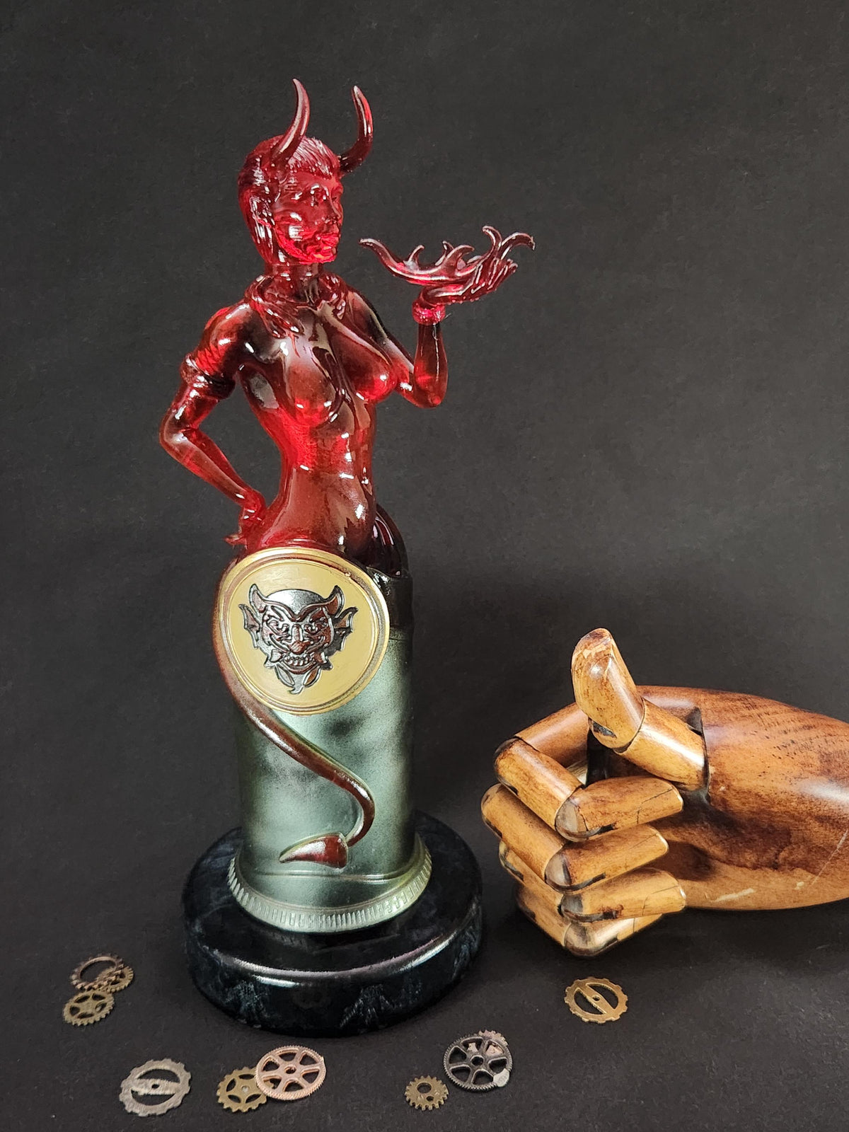 Devil’s Kiss Vigor Bottle – Hand Painted Fantasy Gaming Decor, Steampunk Alchemy Prop, Large Collectible