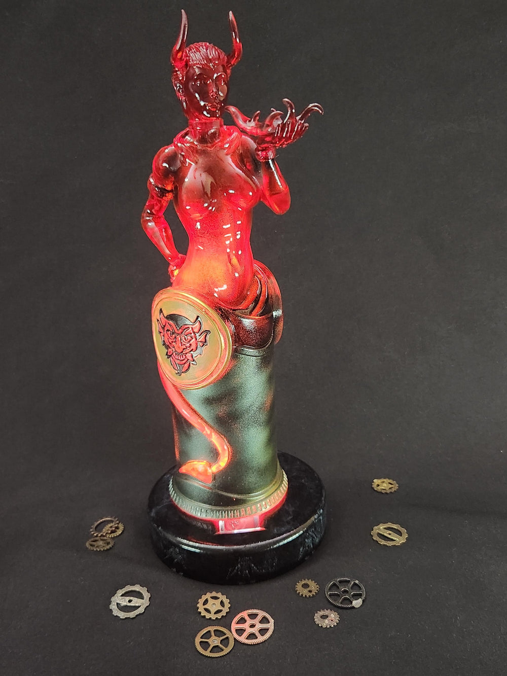Devil’s Kiss Vigor Bottle – Hand Painted Fantasy Gaming Decor, Steampunk Alchemy Prop, Large Collectible