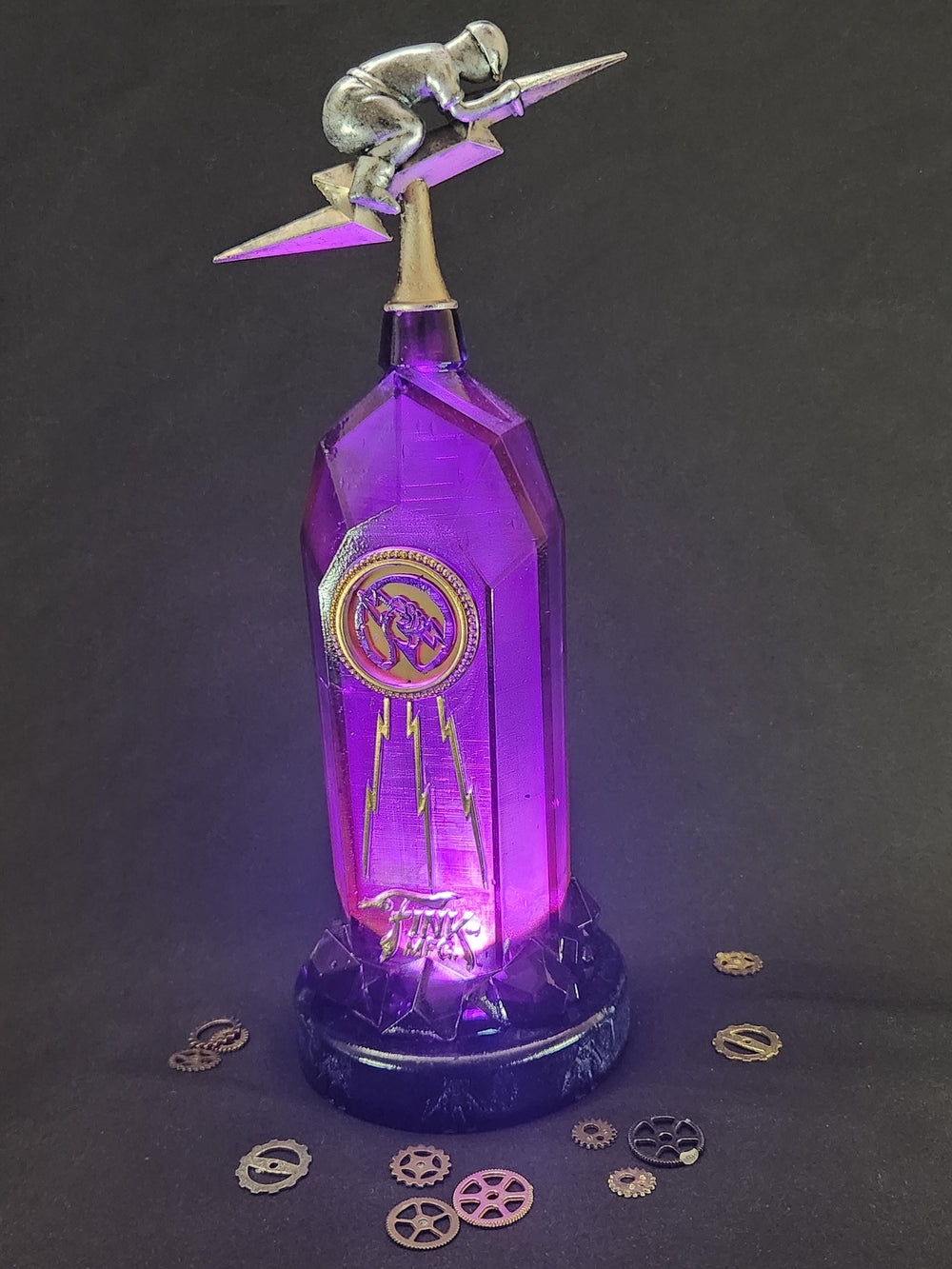 Shock Jockey Vigor Bottle – Hand Painted Fantasy Gaming Decor, Steampunk Alchemy Prop, Large  Collectible